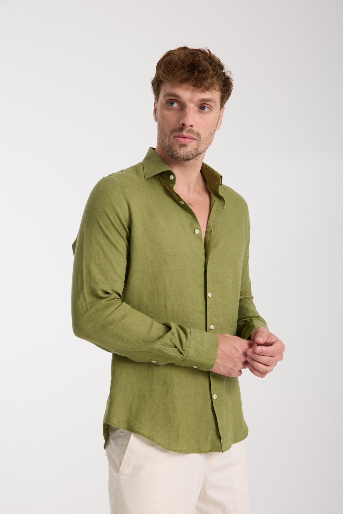 Camicia Uomo Firenze Essential Lino Verde – Camicie
