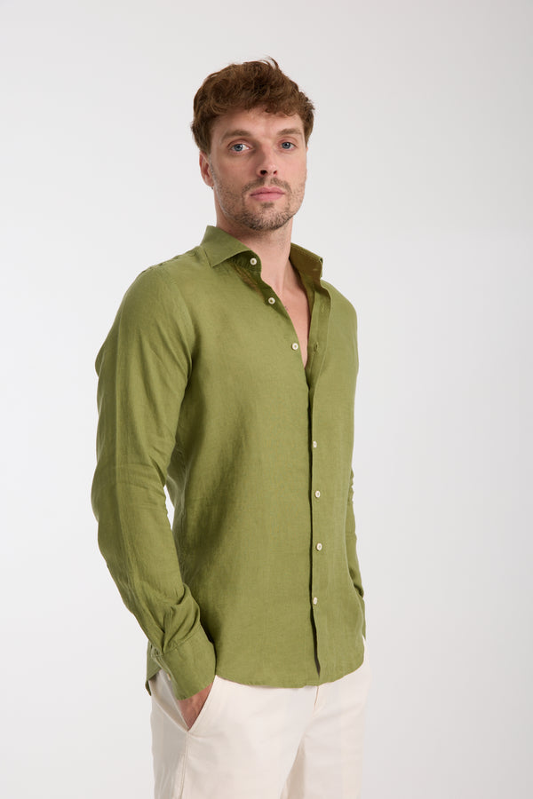 Camisa Hombre Firenze Essential Lino Verde