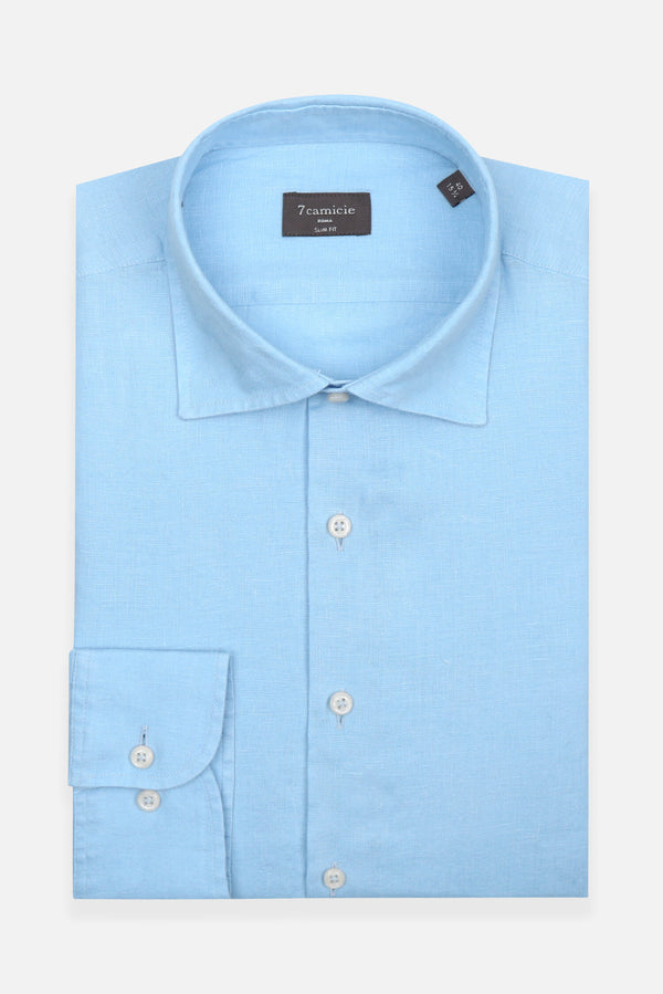 Firenze Essential Herren Hemd Leinen Hellblau