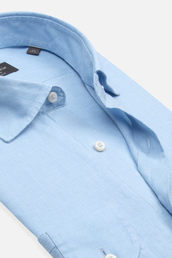 Firenze Essential Herren Hemd Leinen Hellblau