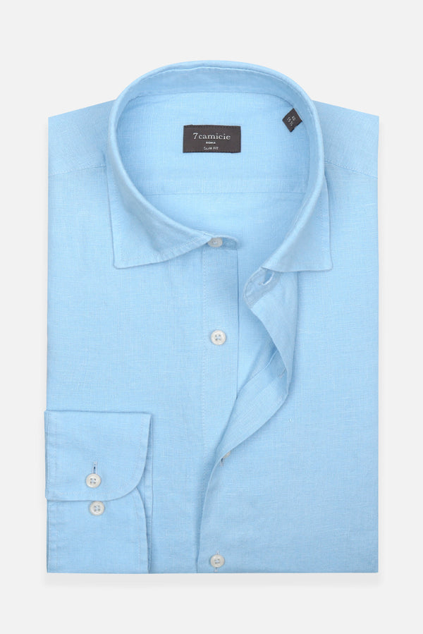 Firenze Essential Herren Hemd Leinen Hellblau