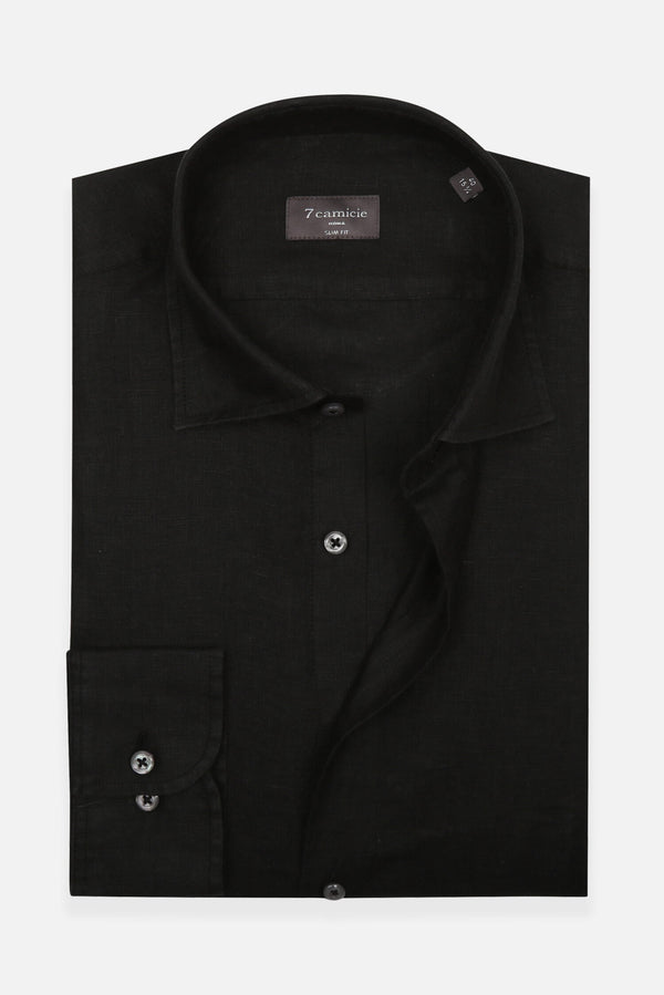 Firenze Essential Herren Hemd Leinen Schwarz