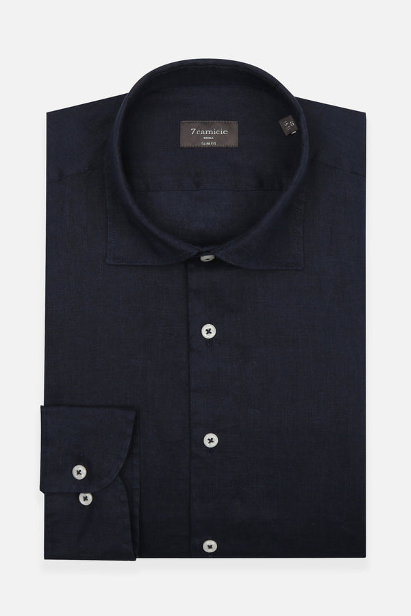 Firenze Essential Herren Hemd Leinen Blau