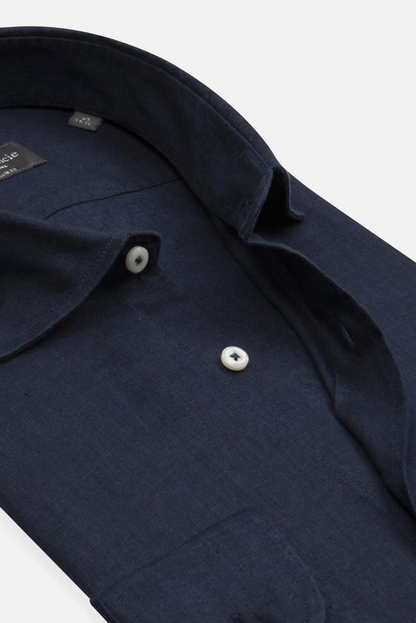 Firenze Essential Herren Hemd Leinen Blau