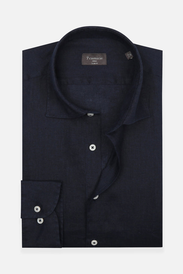 Firenze Essential Herren Hemd Leinen Blau