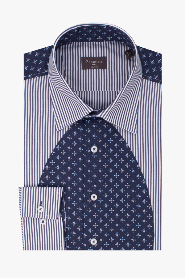 Camicia Uomo Sport Popelin Bianco Blu