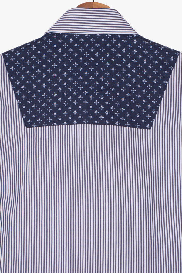 Camicia Uomo Sport Popelin Bianco Blu