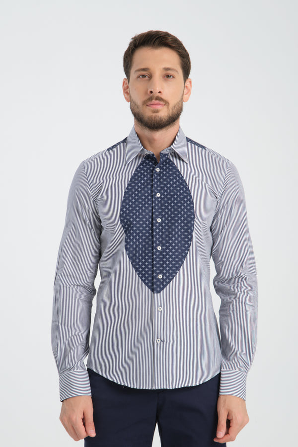 Chemise Homme Sport Popelin Blanc Bleu