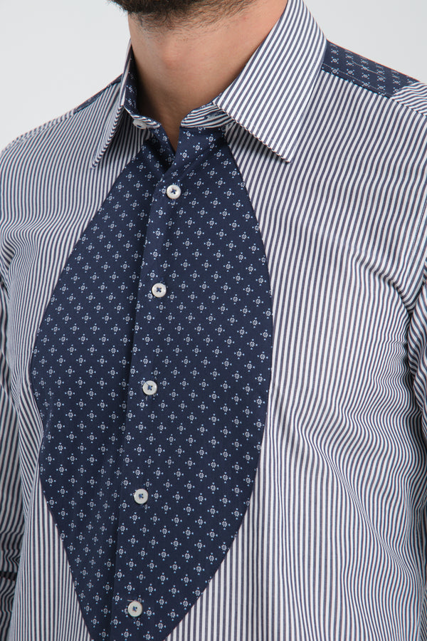 Camicia Uomo Sport Popelin Bianco Blu