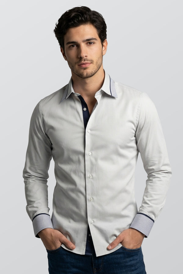Camicia Uomo Sport Satin Grigio