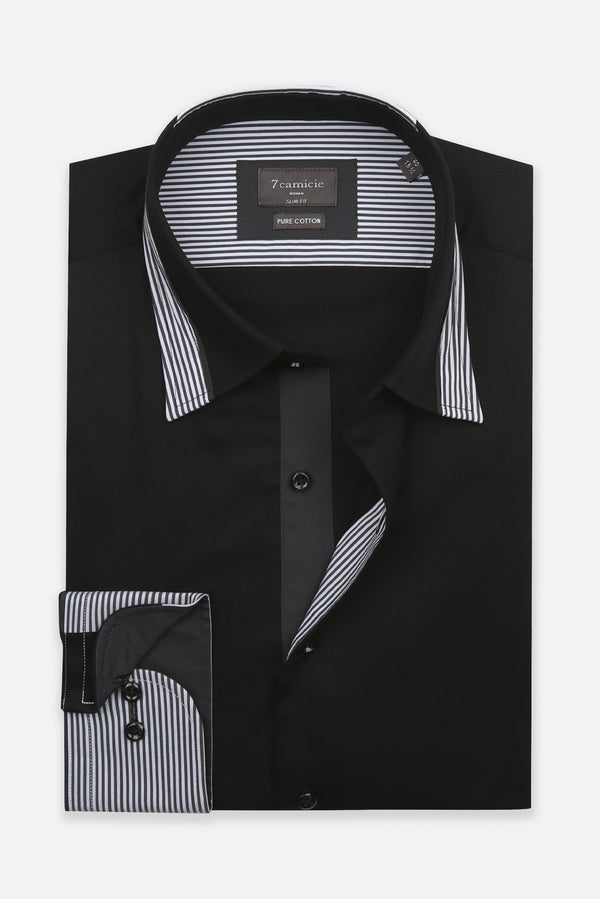 Camicia Uomo Sport Satin Nero