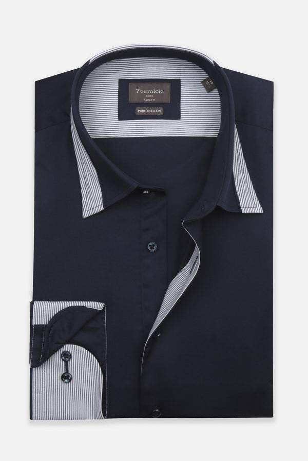 Sport Herren Hemd Satin Blau
