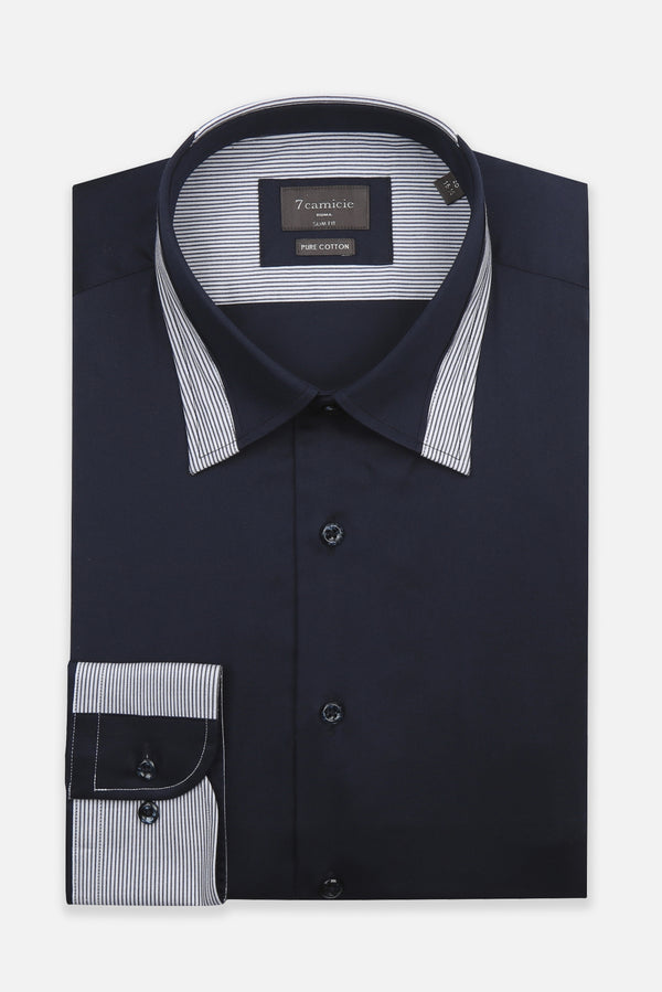 Sport Herren Hemd Satin Blau