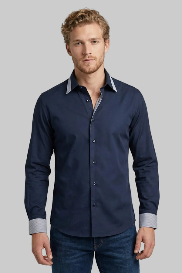 Chemise Homme Sport Satin Bleu