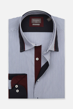 Sport Poplin Stretch Man Shirt White Blue