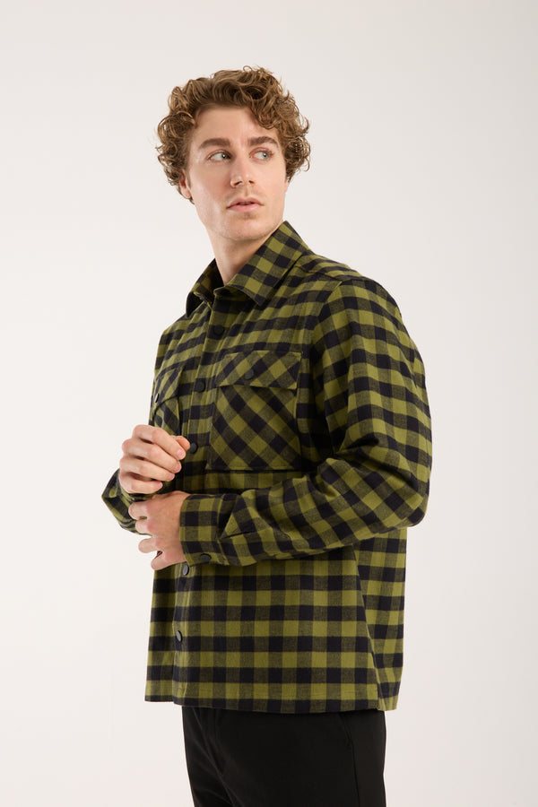Chemise Homme Sport Flanelle Noir Vert