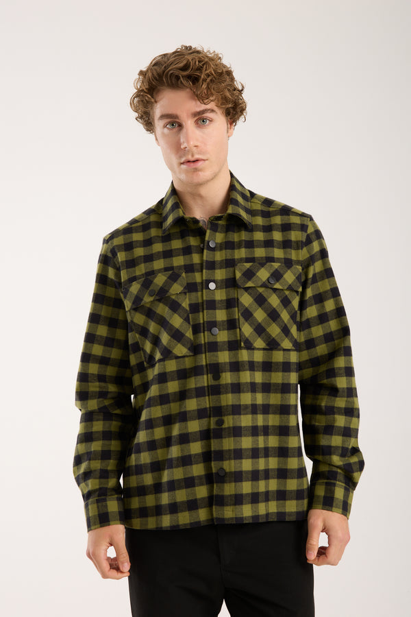 Chemise Homme Sport Flanelle Noir Vert