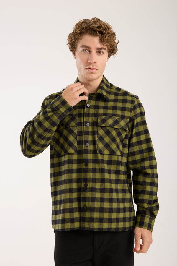 Chemise Homme Sport Flanelle Noir Vert