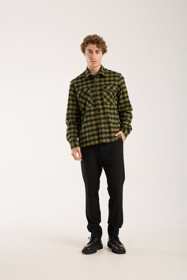 Chemise Homme Sport Flanelle Noir Vert