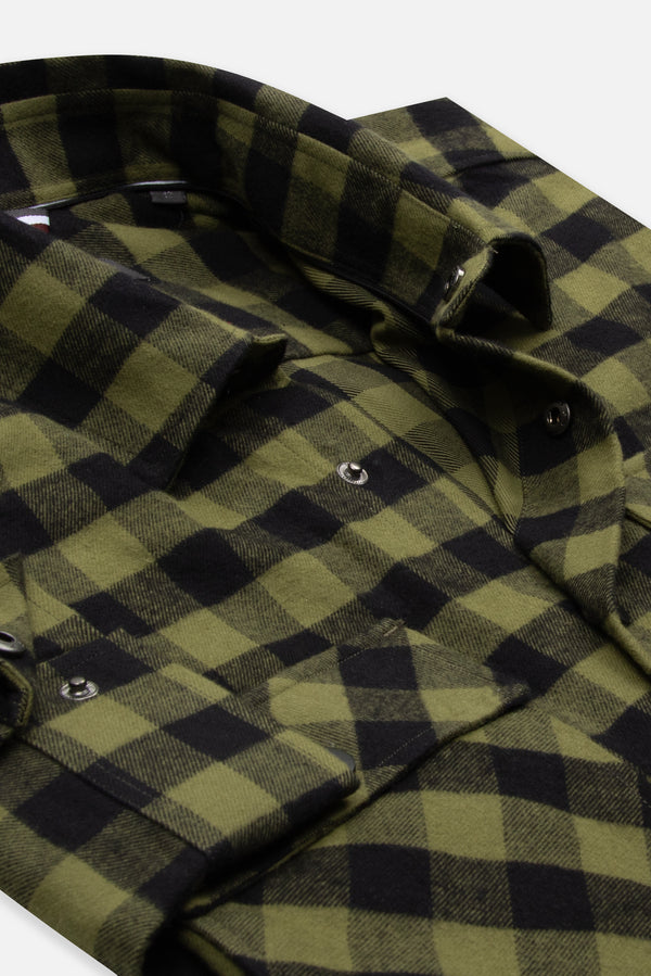 Chemise Homme Sport Flanelle Noir Vert