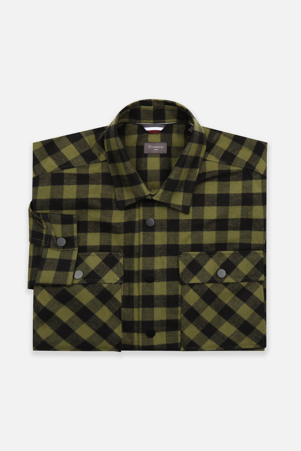 Chemise Homme Sport Flanelle Noir Vert