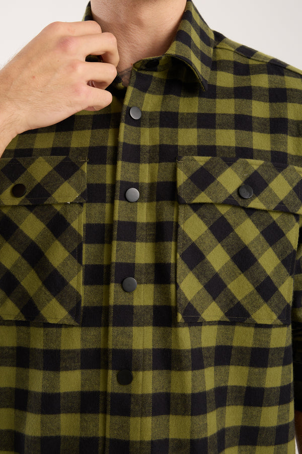 Chemise Homme Sport Flanelle Noir Vert