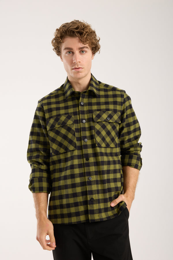 Chemise Homme Sport Flanelle Noir Vert