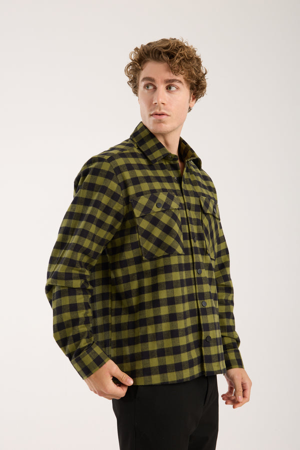 Chemise Homme Sport Flanelle Noir Vert