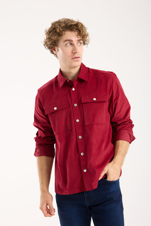 Chemise Homme Sport Velours Rouge