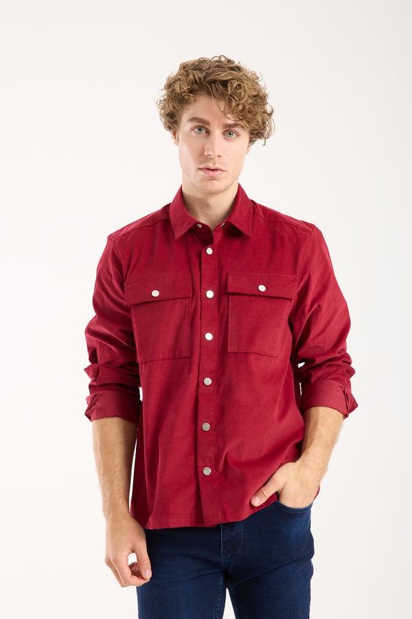 Chemise Homme Sport Velours Rouge