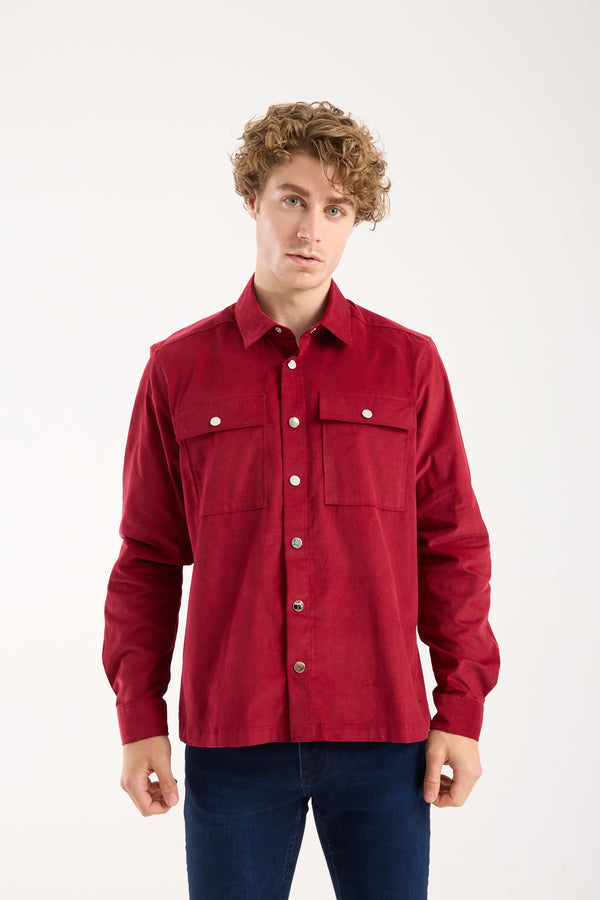 Chemise Homme Sport Velours Rouge