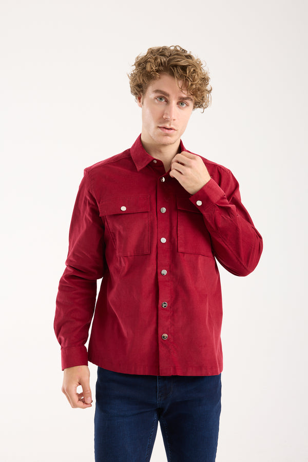 Chemise Homme Sport Velours Rouge