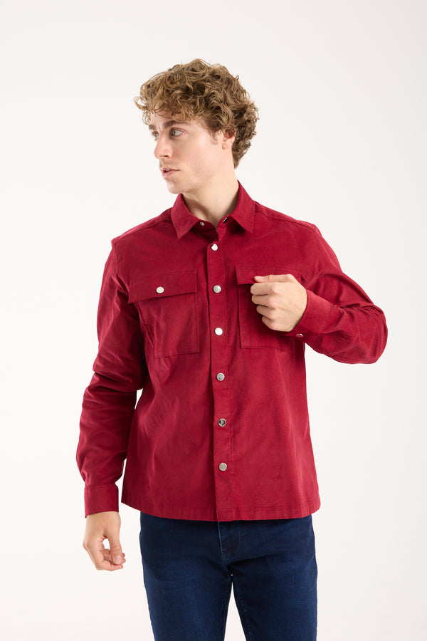 Chemise Homme Sport Velours Rouge
