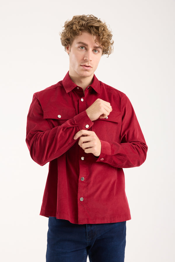 Chemise Homme Sport Velours Rouge