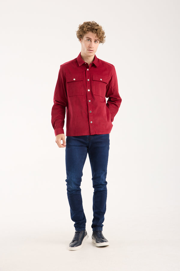 Chemise Homme Sport Velours Rouge