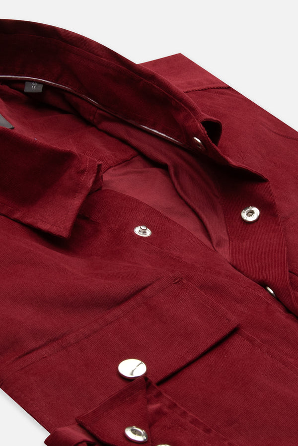 Chemise Homme Sport Velours Rouge