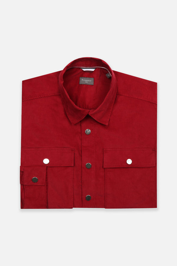 Chemise Homme Sport Velours Rouge