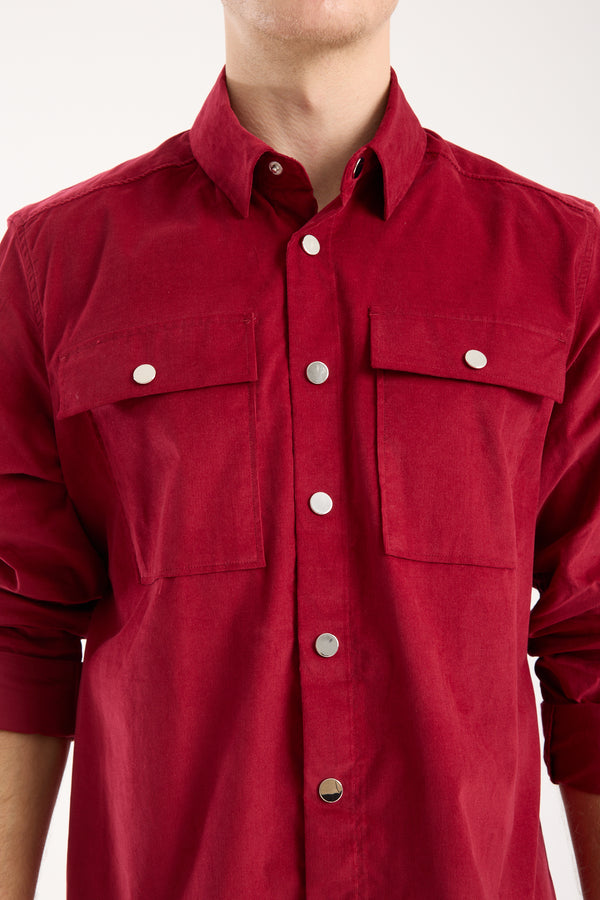 Chemise Homme Sport Velours Rouge