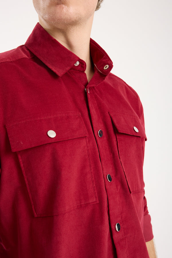 Chemise Homme Sport Velours Rouge