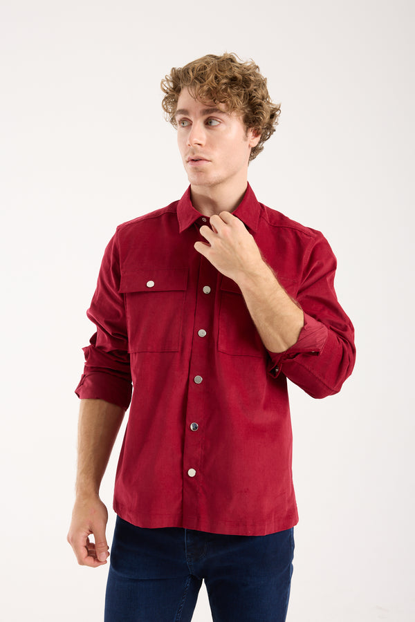 Chemise Homme Sport Velours Rouge