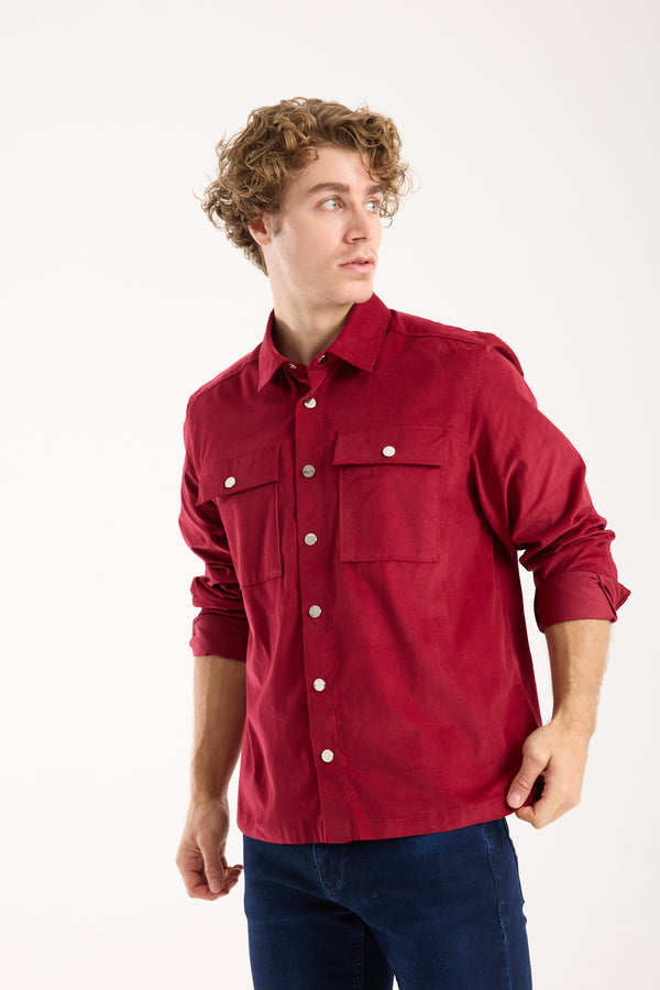 Chemise Homme Sport Velours Rouge