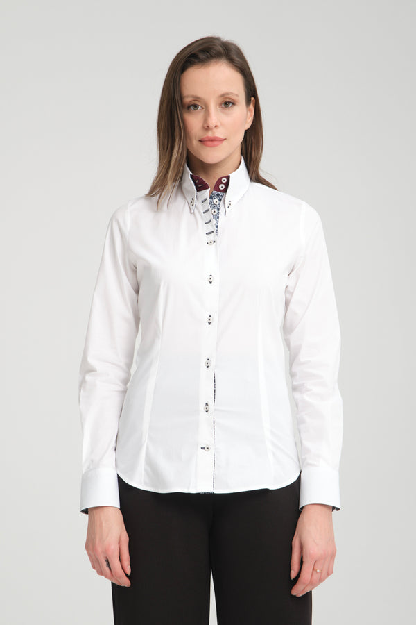 Chemise Femme Silvia Iconic Popelin Stretch Blanc