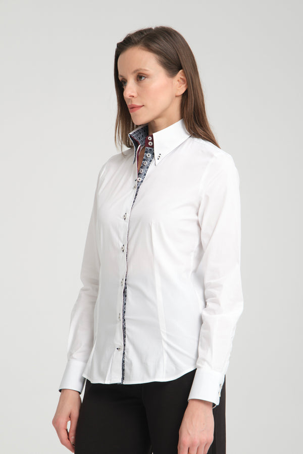 Silvia Iconic Poplin Stretch Women Shirt White