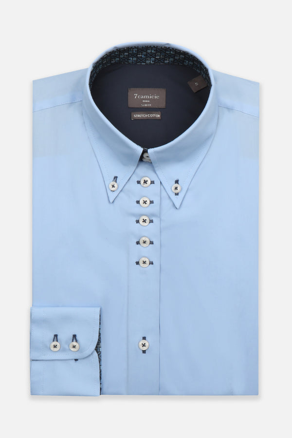 Camicia Donna Silvia Iconic Popelin Stretch Celeste
