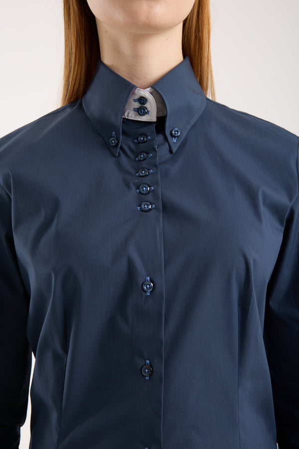 Camisa Mujer Silvia Iconic Popelin Stretch Azul