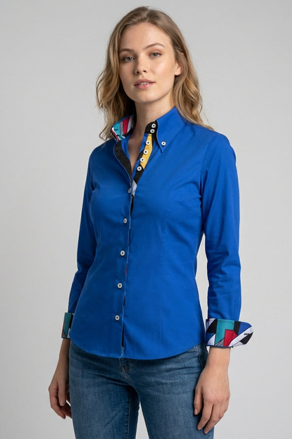 Camicia Donna Silvia Iconic Popelin Stretch Blu scuro