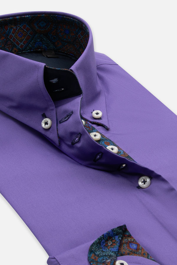 Silvia Iconic Damen Hemd Poplin Stretch Violett