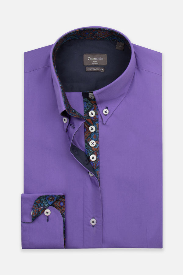 Silvia Iconic Damen Hemd Poplin Stretch Violett