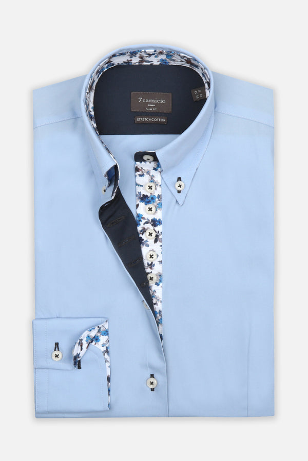 Camisa Mujer Popelin Stretch Azul Claro