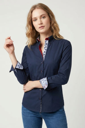Emma Iconic Damen Hemd Poplin Stretch Blau